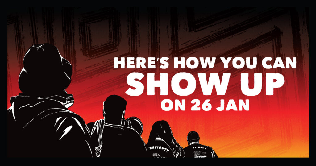 Text: Here's how you can show up on 26 January